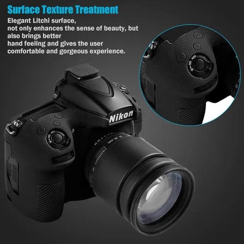 Vista 4 de Easy Hood Funda para cámara digital Nikon D810 D810A, superficie texturizada, carcasa de silicona suave antideslizante antiarañazos, protector