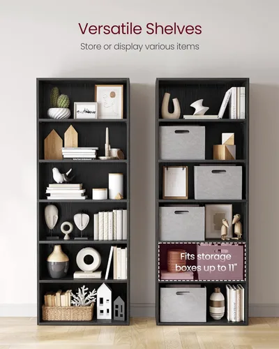 Vista 5 de VASAGLE CUSTOS Collection - Bookshelf, 6-Tier Bookcase, Book Shelf, Open Storage Shelf, 9.4 x 23.6 x 63.3 Inches, for Living Room, Home Office
