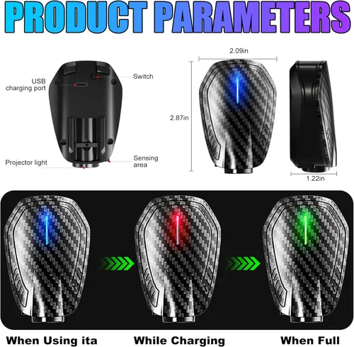 Vista 5 de SPOBODY Paquete de 2 luces de puerta de automóvil personalizadas con proyector LED recargable, lámpara de bienvenida con sombra fantasma HD