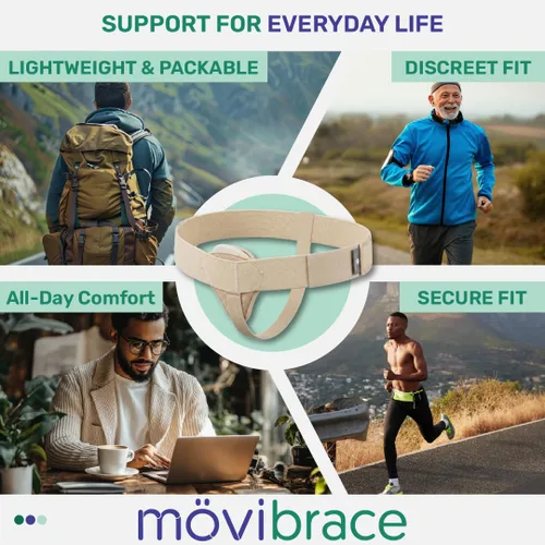 Vista 2 de Movibrace Cinturón de hernia inguinal para hombres y mujeres Braguero ajustable de soporte para hernia inguinal Izquierda, derecha o bilateral