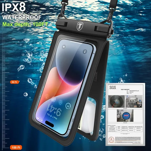 Vista 3 de Njjex Bolsa impermeable doble espacio para teléfono – Paquete de 2 fundas impermeables para teléfono S25 Ultra S24 S23 S22 S21+ S20 S10 S9 Note 20