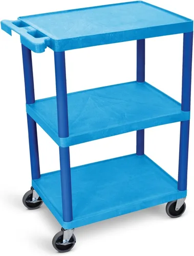 Vista 4 de Carro con estantería de 3 bandejas con mango Luxor, Negro, 1