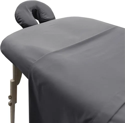 Vista 18 de LONDON LINENS Juego de sábanas de microfibra suave para mesa de masaje, juego de 3 piezas, incluye funda para mesa de masaje, sábana bajera Azul