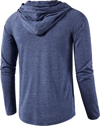 Vista 3 de SIR7 Sudadera con capucha para hombre, de manga larga, ligera, casual, para entrenamiento de gimnasio