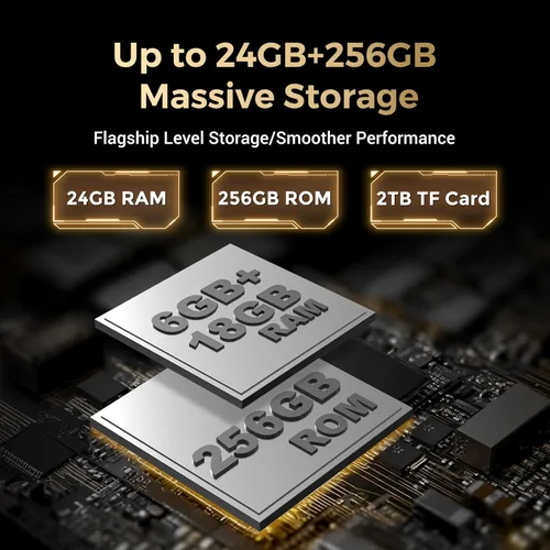 Vista 2 de FOSSIBOT F109S - Teléfono resistente desbloqueado, 24 GB+256 GB/2 TB, batería de 10600 mAh, teléfonos celulares resistentes Android 15, teléfono