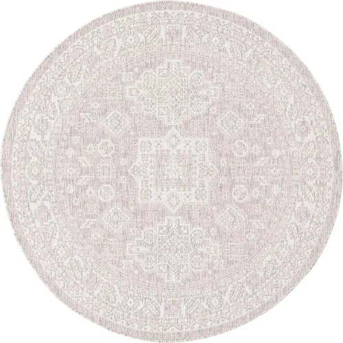 Vista 281 de Unique Loom Outdoor Aztec Collection Alfombra de área - Chalca (10 pies, redonda, azul/marfil)