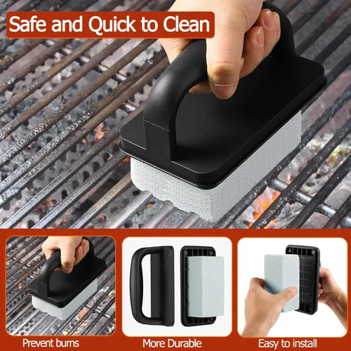 Vista 3 de Ladrillo de limpieza de plancha resistente con asa, limpiador de parrilla para limpieza de superficie plana, plancha pómez, limpieza de piedra