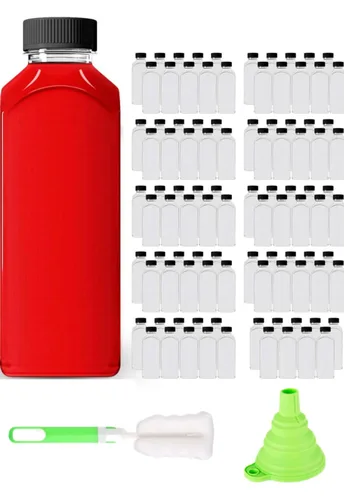 Takeout Depot - Paquete de 100 botellas de plástico de 16 onzas con tapas - Perfecto para tu agua, jugo o batido - Botellas de plástico PET