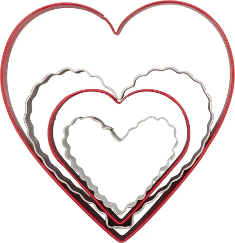 Vista 3 de Wilton From The Heart Nesting - Juego de cortadores de galletas, desde el tamaño de un bocado hasta galletas de corazón de 5 pulgadas, comparte