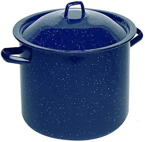 Vista 10 de IMUSA USA C20666-1062810W - Olla de acero esmaltada moteada con tapa, 4 cuartos de galón, azul