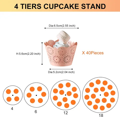 Vista 2 de Boxalls Soporte para cupcakes, soporte redondo de 4 niveles para cupcakes, torre transparente de pastelería de postres para bodas, cumpleaños