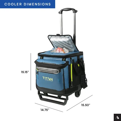 Vista 8 de Titan by Arctic Zone Collapsible Wheeled Soft Sided Cooler with Detachable Rolling AT Cart, Insulated Bag with Leak Proof Lining, for Travel, Beach