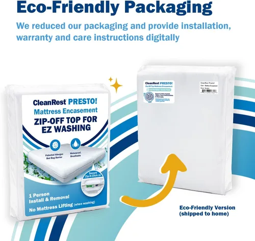 Vista 9 de CleanRest PRO Presto! Funda de colchón con cremallera para lavado EZ, tamaño Queen, protector de colchón impermeable, a prueba de chinches, ácaros