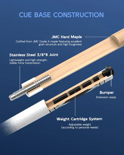 Vista 7 de KONLLEN Maple Pool Cue Stick – Low Deflection Performance Billiard Cue for Adults, Professional Play