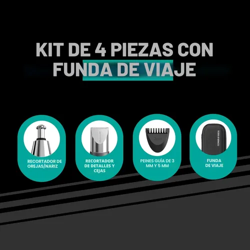Vista 2 de Conair Recortadora de orejas, nariz y cejas para hombres, cuchilla biselada patentada de 360° para evitar tirones, rasguños o cortes garantizados