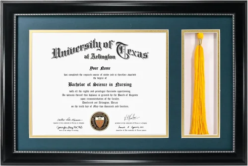 Vista 11 de GraduationMall Marco de diploma de caoba de 11 x 17 pulgadas con soporte de borla para documentos de certificado de 8.5 x 11, vidrio real, paspartú