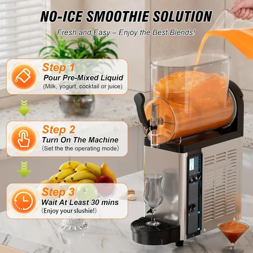 Vista 5 de Máquina comercial de granizado de 12 litros, máquina de granizado de acero inoxidable, máquina de bebidas congeladas, comercial para batidos