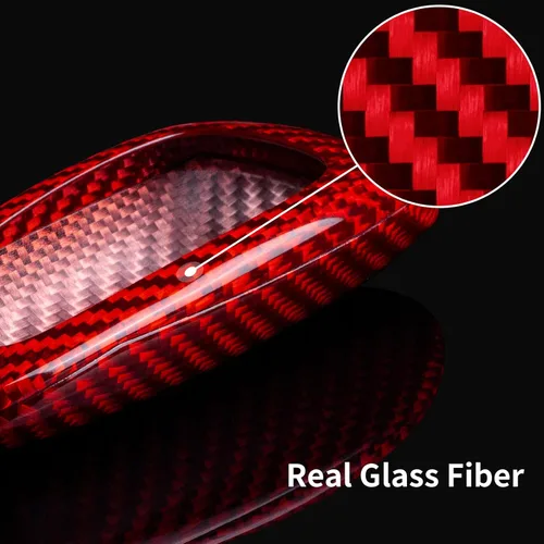 Vista 5 de T-carbon Protector de llavero de fibra de vidrio real para accesorios de palisade Ioniq 5 Tucson Sonata Santa Fe, rojo
