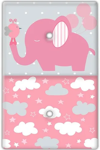 Vista 12 de Decorative Wall Switch Cover Plate - Baby Elephant in Pink Wall Decor Switch Plate - Cute Additional Nursery Room Decor for Girls and Baby Shower