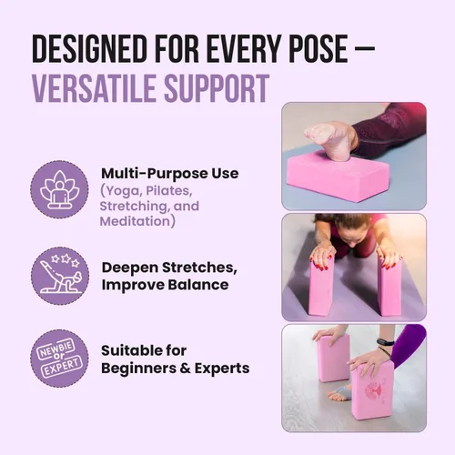 Vista 3 de MHW - LIVE WELL Bloque de yoga de espuma EVA, bloque de ejercicio de espuma de alta densidad, bloque de pilates ligero, 9.06 x 5.91 x 2.95 pulgadas