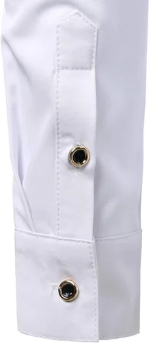 Vista 6 de ZEROYAA Camisas de vestir de manga larga con bordado floral para hombre, Blanco Negro