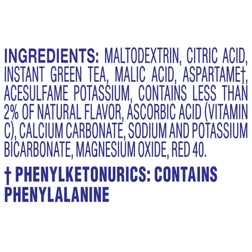 Vista 3 de Crystal Light Té verde frambuesa sin azúcar, mezcla de bebidas en polvo, 120
