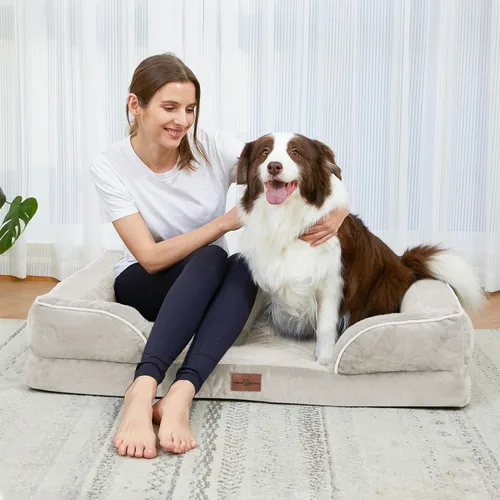 Vista 174 de Comfort Expression Cama ortopédica para perros extra grandes de 45 x 35 pulgadas, cama para mascotas XL de espuma tipo caja de huevos impermeable