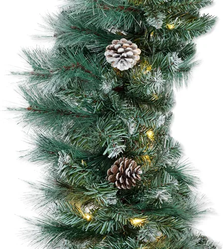 Vista 9 de Best Choice Products Guirnalda de Navidad preiluminada y predecorada de 9 pies para escaleras, chimenea, decoración con puntas de PVC, 50 luces
