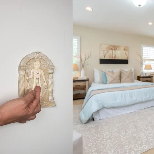 Vista 4 de Paquete Combo de BELLA HAUS DESIGN - Cubiertas para interruptores de luz esculpidas en 3D de Zeus y Poseidón - Placas de interruptor de palanca