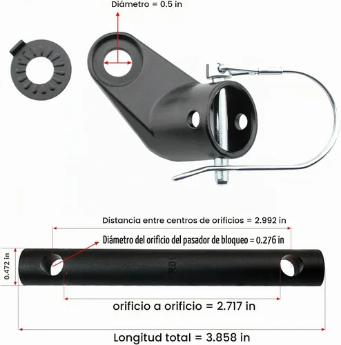 Vista 3 de Acoplador de remolque de bicicleta para empeine y Schwinn, enganche de repuesto en ángulo de codo