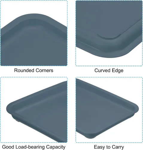 Vista 3 de PATIKIL Bandeja de comida rápida de 12 x 9, bandeja rectangular multiusos de plástico reutilizable para cafetería, restaurante, cocina en casa, Azul