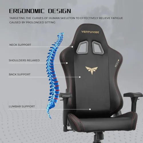 Vista 6 de Silla para juegos con reposabrazos ajustables 4D, reclinable de 170° y capacidad de 320 libras, silla de computadora ergonómica de respaldo alto