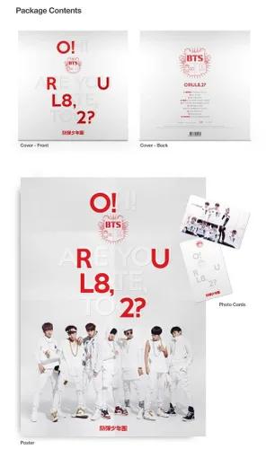 BTS 1er mini álbum O!RUL8,2? Folleto + tarjetas fotográficas + póster K-POP sellado