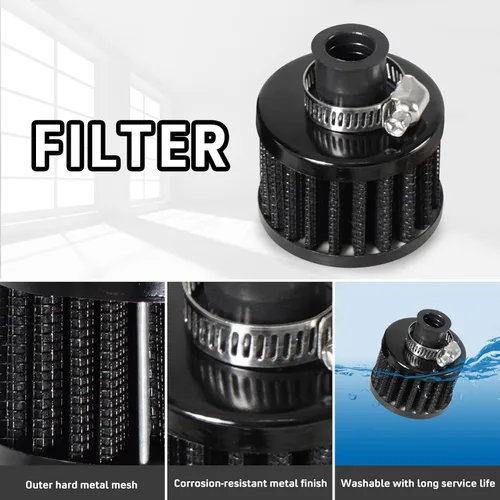 Vista 3 de Kit universal de tanque de reserva de aceite para coche de 150ml, compacto deflector de 3 puertos separador de aceite 2 entradas 1 salida negro