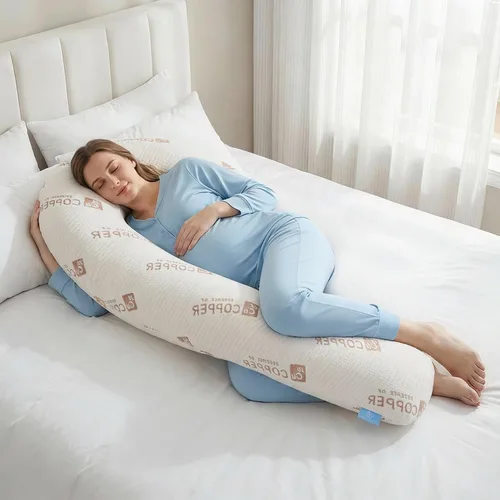 Vista 9 de SCHNAUZER HOME Almohada corporal para adultos – Inserto de almohada suave y larga para dormir – Espuma viscoelástica triturada y funda extraíble