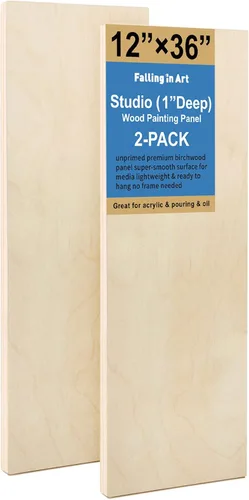 Vista 12 de Falling in Art Kit de paneles de madera de abedul sin terminar para pintura, lienzo de madera, paquete de 4 unidades de 4 x 12 pulgadas de estudio