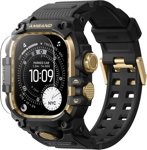 Vista 15 de amBand - Carcasa compatible con Apple Watch SE 3/SE 2/SE/6/5/4 de 1.732 pulgadas, M3 de 1.732 pulgadas, resistente correa táctica, protector