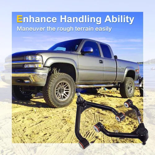 Vista 3 de Brazos de control superiores delanteros, kit de rótula tubular de elevación de 2-4 pulgadas compatible con Silverado 1500 Sierra 4WD 4X4 RWD