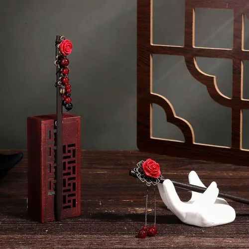 Vista 6 de WILLBOND 2 Piezas Palillos Chinos de Madera para el Cabello Horquillas de Madera Retro Palillos Clásicos Japoneses para el Cabello Accesorios