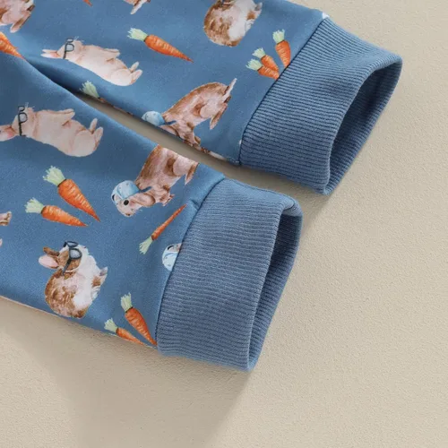 Vista 8 de Conjunto para Bebé Niña Niño del Día de San Patricio con Trébol, Sudadera de Manga Larga, Pantalones con Encanto, Conjunto Infantil Azul (Rabbit)