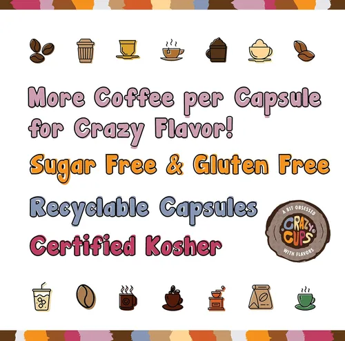 Vista 6 de Crazy Cups - Cápsulas reciclables de café tostado medio saborizado p/K-Cup/Keurig, caliente o helado, sabor a Chocolate Peanut Butter