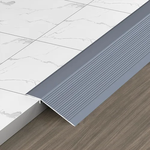 Grey Transition Strips for Doorways, Metal Entry Ramps 10cm Wide, Carpet/Tile Threshold Reducer for Indoor Balcony Door (Length 85cm)