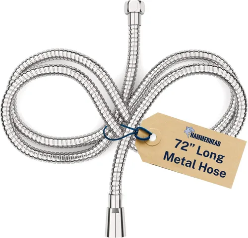 Vista 9 de HammerHead Showers Accesorio de manguera de ducha de metal sólido para alcachofa, manguera universal de repuesto extra larga de 72 pulgadas para Oro
