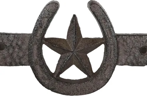 Vista 4 de Ebros Gift Estrella occidental rústica y 3 herraduras con dije de la suerte, para llavero, correa de 2 clavijas, gancho de doble pared, gancho