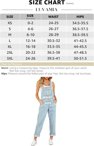 Vista 3 de luvamia - Overol de jeans para mujer, diseño casual, ajustable y elástico con pechera
