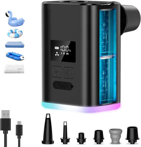 Air Pump for Inflatables Mini Air Mattress Pump Portable Electric Air Pump for Pool Floats,Swimming Rings, Sleeping Pads, Vacuum Storage Bags 5X