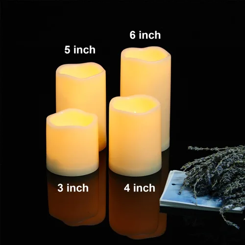 Vista 4 de Juego de 2 velas LED sin llama, impermeables, funcionan con pilas, con control remoto, de plástico, decorativas, para decoración del hogar, jardín
