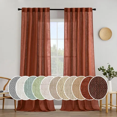 Vista 128 de MIULEE Cortinas de lino verde mar de 84 pulgadas de largo para dormitorio y sala de estar, cortinas de ventana con textura de lino suave y grueso