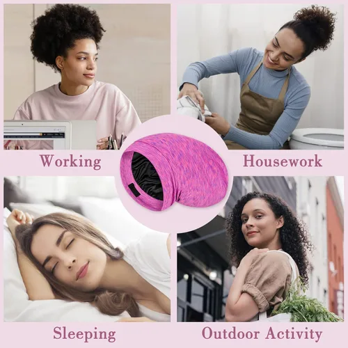 Vista 14 de LULUSILK Gorro de seda de morera para mujeres durmientes, gorro de dormir de seda real para cabello rizado y trenzas, envoltura de seda pura