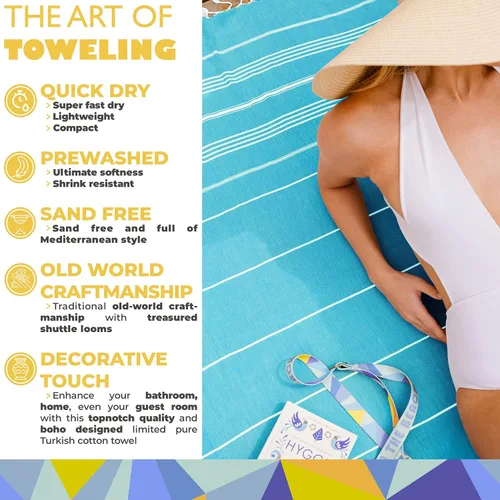 Vista 4 de Madamelique Toalla de playa con bolsa de playa de 39 x 74 pulgadas, toallas de playa prelavadas de gran tamaño -% 100 algodón, secado rápido, sin